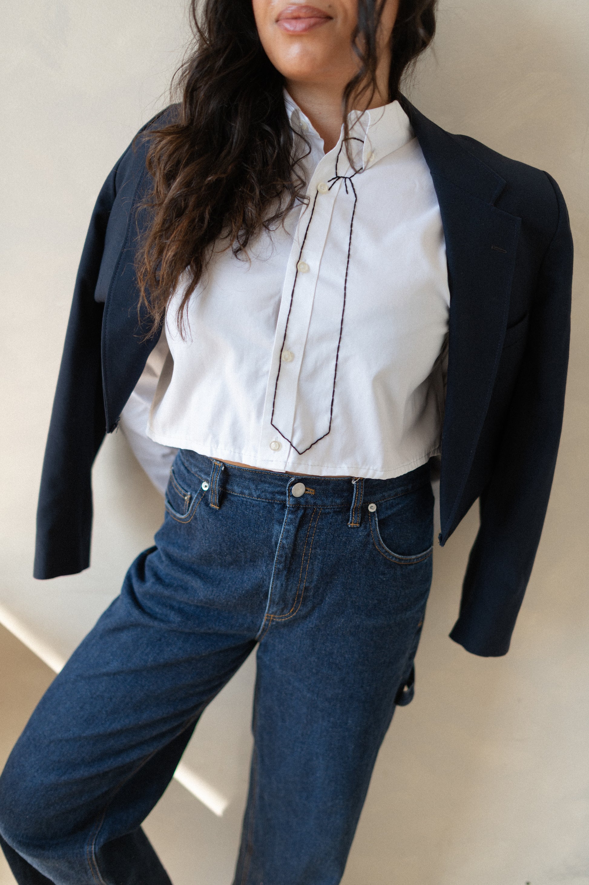 JG x ST Embroidered Cropped Button Down