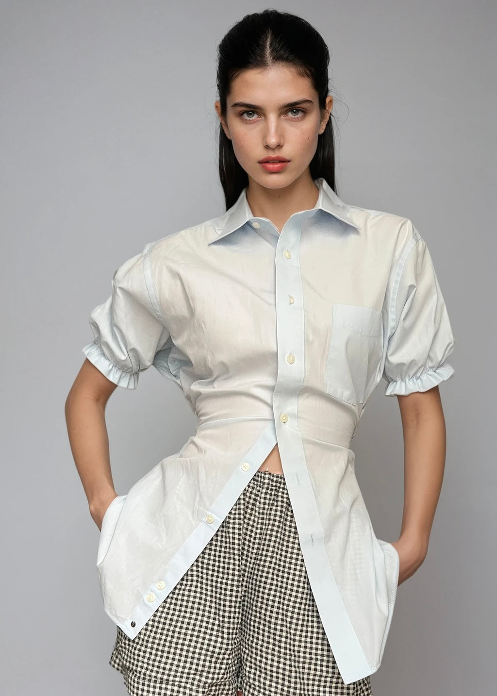 Puff Sleeve Button Blouse