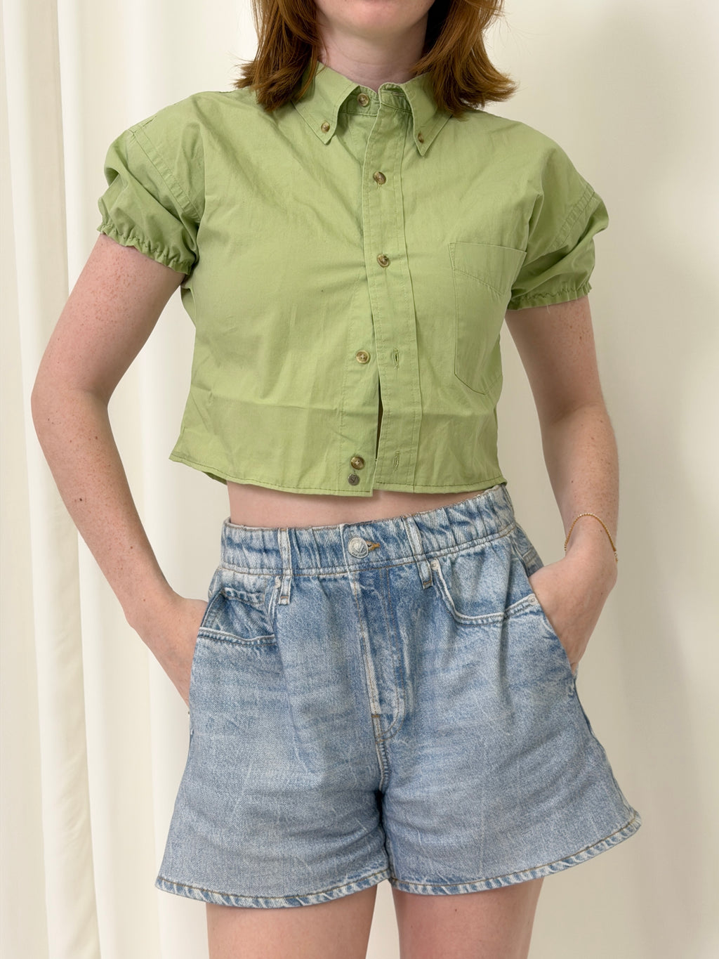 Puff Sleeve Button Blouse